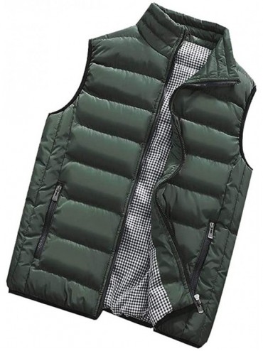 Racing Men's Autumn Winter Full Zip Lightweight Water-Resistant Packable Puffer Vest - Army Green - CG1954ULQUT $45.56