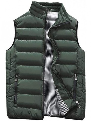 Racing Men's Autumn Winter Full Zip Lightweight Water-Resistant Packable Puffer Vest - Army Green - CG1954ULQUT $28.55