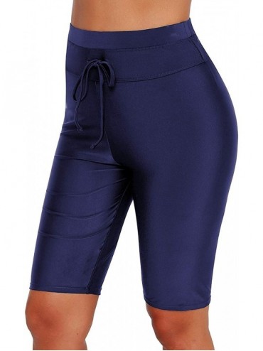 Tankinis Womens Board Shorts Swimsuit Bottom High Waisted Tankini Long Sport Skinny Capris Swim Shorts - Blue - CD18Q84IHUG $...