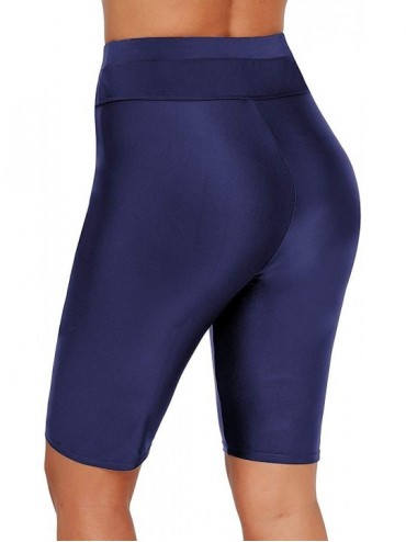Tankinis Womens Board Shorts Swimsuit Bottom High Waisted Tankini Long Sport Skinny Capris Swim Shorts - Blue - CD18Q84IHUG $...