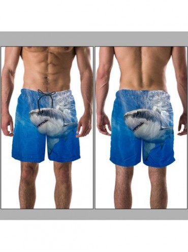 Board Shorts Men's Beach Shorts with Pockets Quick Dry Swim Short Trunks Ocean Animal Shark Swimsuit L - CG1979ISDTZ $16.20