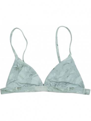 Sets Women's Cross Back or Classic Triangle Double Layered Swim Top Bra Non Padded Wireless - Grey Marble - C218CYG386R $43.68