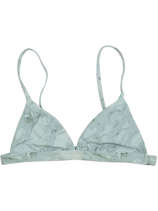 Sets Women's Cross Back or Classic Triangle Double Layered Swim Top Bra Non Padded Wireless - Grey Marble - C218CYG386R $28.54