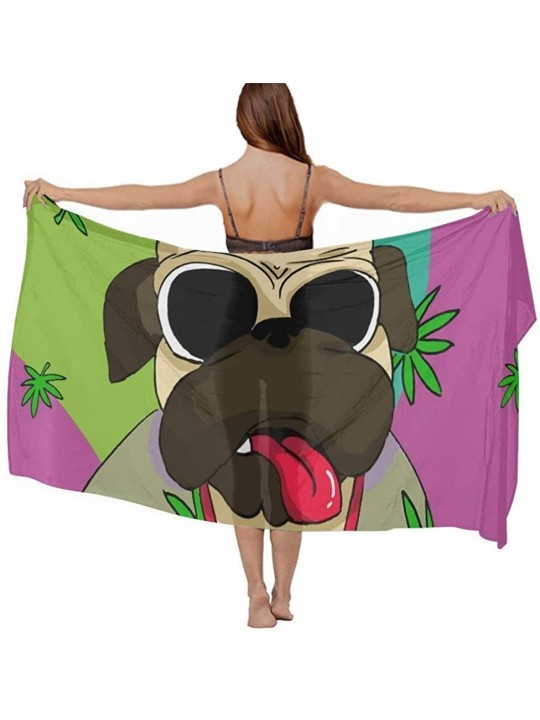 Cover-Ups Women Fashion Shawl Wrap Summer Vacation Beach Towels Swimsuit Cover Up - Funny Hot Weed Leaf Pug - C0190HK36CT $22.90
