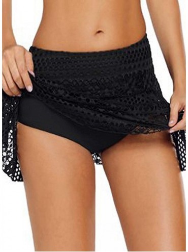 Bottoms Women Plus Size Lace Shorts Attached Elastic Waist Bottom Swimwear-L-3XL - 410795-2 - CU18OASAM6U $11.27