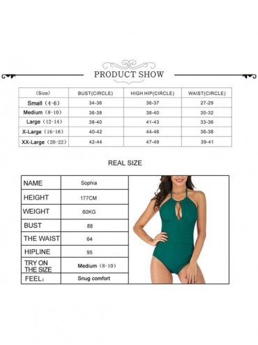 One-Pieces Women's One Piece Swimsuit Black V Neck Halter Bikini Tummy Control Ruched Padded Swimwear - B02-olive Green - CJ1...