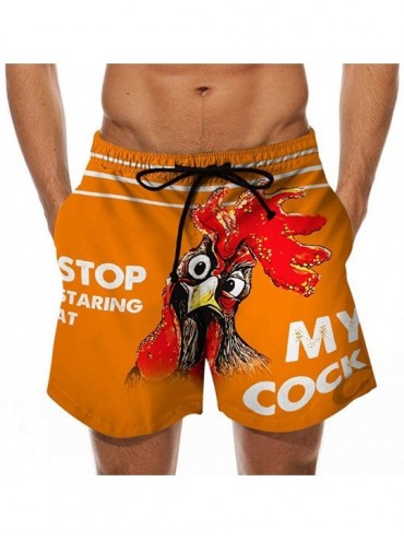 Board Shorts Men Casual Printed Home Trousers Drawstring Thin Elastic Straight Pants - B-orange - C319DNS7OD0 $19.71