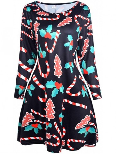Cover-Ups Women's Long Sleeve/Sleeveless T Shirt Dress Tie-dye Floral Print Tank Mini Dress - 08-christmastree - CR18XWC6D5K ...