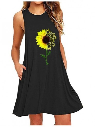 Cover-Ups Women's Dress Womens Dress Dress T-Shirt Tunic Midi Tank Beach Dress - Z-2 Black - C219CL4H4ON $28.51