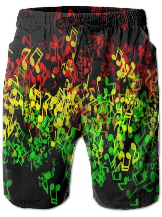 Board Shorts Men's Rasta Reggae Music Swim Trunks Beach Board Shorts - Rasta Reggae Music - CR18RXMHZQK $19.30