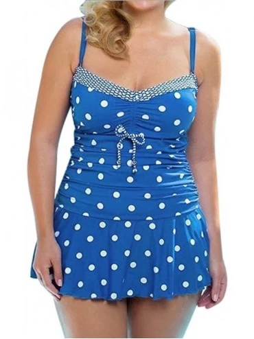 One-Pieces Plus Size Women Tankini Set Push up Padded Swimsuit Bathing Suit Swimwear - Blue - CN18OSY6QRK $40.43