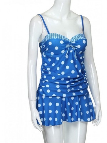 One-Pieces Plus Size Women Tankini Set Push up Padded Swimsuit Bathing Suit Swimwear - Blue - CN18OSY6QRK $22.88
