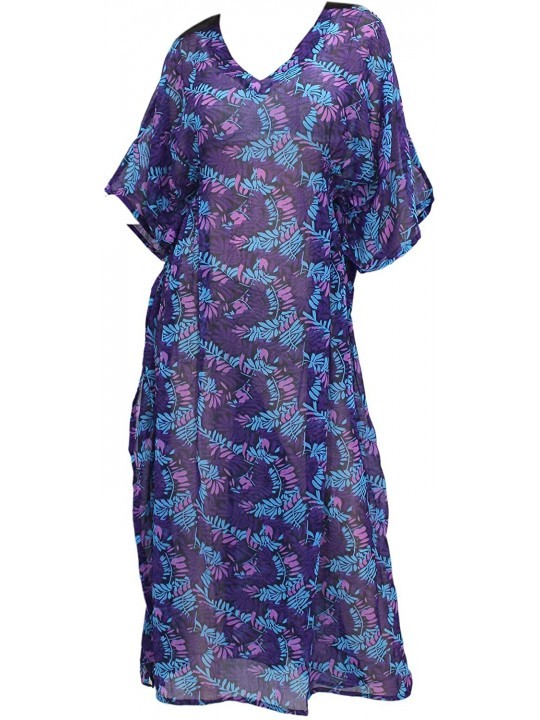 Cover-Ups Women's Plus Size Kaftan Night Gown Swimsuit Dress US 14-18W Black_H468 - C111FII7PDB $17.47