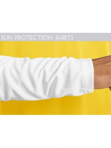 Rash Guards Men's UPF 50+ Hoodie T-Shirts Sun Protection Quick Dry Long Sleeve Rashguard - 209 Yellow - CQ199MYKM4X $18.67