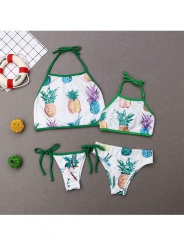 Sets Family Matching 2Pcs Summer Pineapple Printed Swimwear Swimsuit Mother Daughter Bikini Bathing Set - Daughter's - CB18OZ...