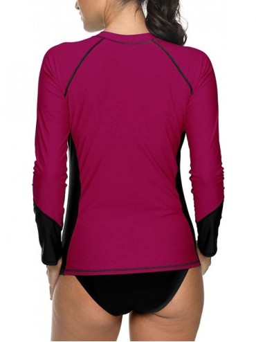 Rash Guards Long Sleeve Rash Guard Swimwear UPF 50+ Sun Protection Swim Shirts Athletic Tops - Zipper Purple - CX18M2E4ULW $2...
