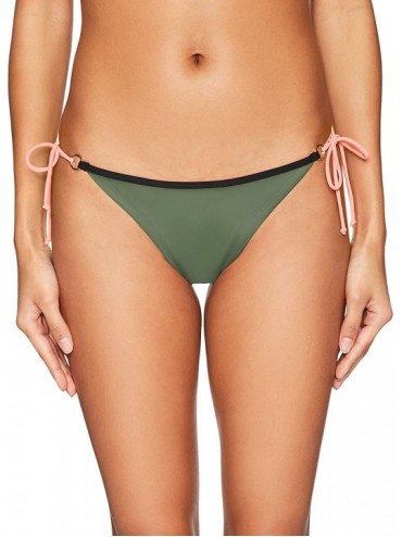 Bottoms Women's Brasilia Tie Side Cheeky Bikini Bottom Swimsuit - Cactus Color Block - CN128KXTYVB $70.28