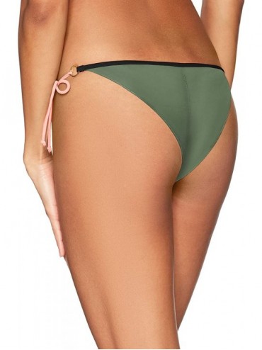Bottoms Women's Brasilia Tie Side Cheeky Bikini Bottom Swimsuit - Cactus Color Block - CN128KXTYVB $38.51