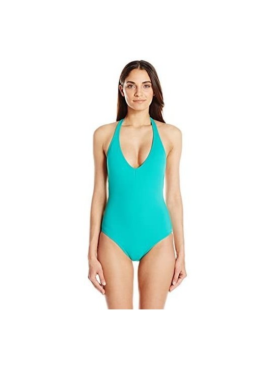 One-Pieces Women's Solid Low-v Back One Piece Swimsuit - Caribbean Sea - C917XE5DKEY $9.81