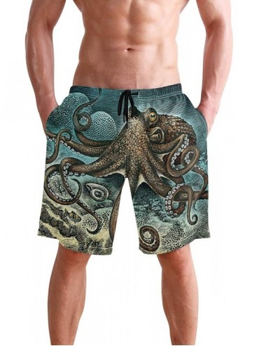 Trunks Free Moose Men's Swim Trunks Beach Shorts with Pockets - Eat People Octopus - CA18Q2SU9AM $55.31