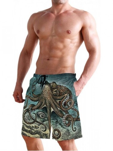 Trunks Free Moose Men's Swim Trunks Beach Shorts with Pockets - Eat People Octopus - CA18Q2SU9AM $32.54