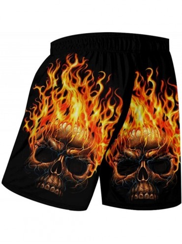 Board Shorts Men's Casual Shorts Cool Print Flame Skull 3D Beach Board Shorts Hiphop Streetwear Qick Dry Polyester Trousers -...