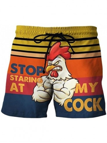 Trunks Men's Summer Holiday Drawstring Shorts Casual Cock Printed Beach Pants Swim Trunks-Look at My Pecker-Look at IT - B-ye...