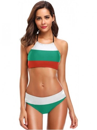 Sets Flag 2 PC Swimsuits Woman Bikini High Neck Swimwear S-3XL - Multi 14 - CI18NGWOXOK $46.75
