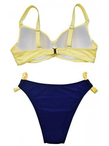Sets Womens Sexy Ruched Bow Bikini Set Bandage Thong Push Up 2 Piece Swimsuit Bathing Suit Fashion Swimwear Tankini Yellow - ...