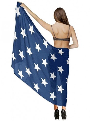 Cover-Ups Women Chiffon Scarf Sunscreen Shawl Wrap Swimsuit Cover Up Beach Sarongs - Usa Flag Star - C219C4R47IK $21.53