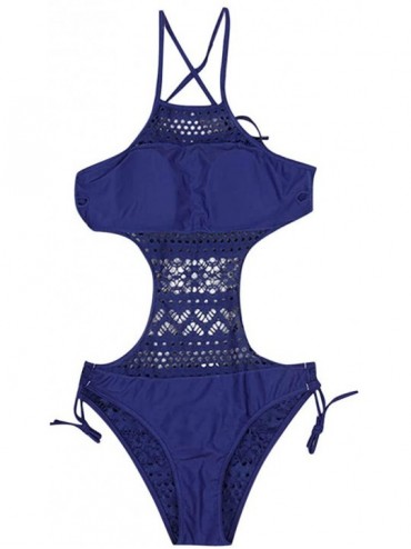 One-Pieces Bikini- Bohemia Printed Bra Swimwear One Piece Bodysuits Monokini - Dark Blue - C118WE9I37T $12.01