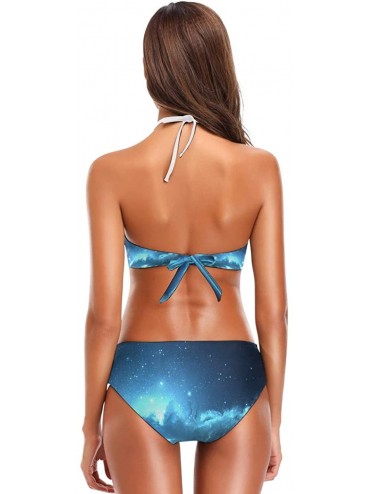 Sets Panda Cute Bikini Swimsuit Womens High Neck Halter Two Piece Bathing Suit - Nebula - C118RMSLA0Y $30.08