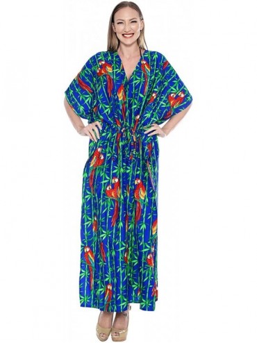 Cover-Ups Women's Plus Size Kaftan Blouse Summer Beach Dress Caftan Hand Batik A - Summer Blue_o220 - C9183KZ5CL3 $20.98