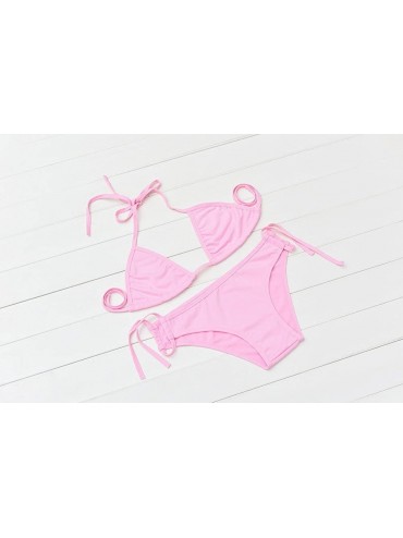 Sets Skimpy Bikini-Women Bikini Set Push-up Bandeau Bra Bandage Swimsuit Bathing Suit Swimwear - Pink - CX19466MZ57 $8.77