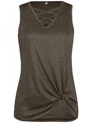 Tankinis Women Loose Fit Irregular Hem T-Shirts Tops O Neck Short Sleeves Knits Tees - 02 Brown - CJ194WXATRM $11.87