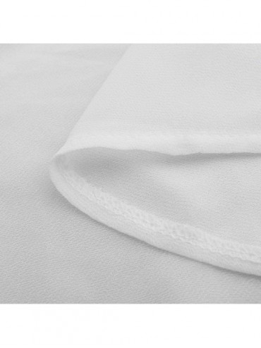 Cover-Ups Women Mesh Panel 3/4 Bell Sleeve Pure Color Chiffon Casual Loose Kimono Cardigan - White - CC199IGSA8D $13.61