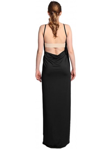 Cover-Ups Women's Plus Size Sexy Spaghetti Strap Backless Solid Color Beach Dress Bikini Cover-ups - Black - CY187C0QRE9 $12.88