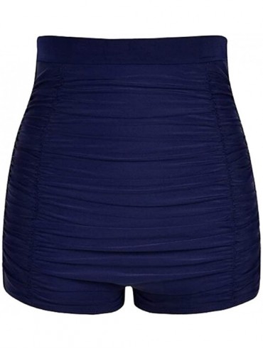 Tankinis Ultra High Waisted Swim Shorts for Women Ruched Tummy Control Bikini Swimsuit Bottoms - Blue - CX18SKI6OMK $32.10