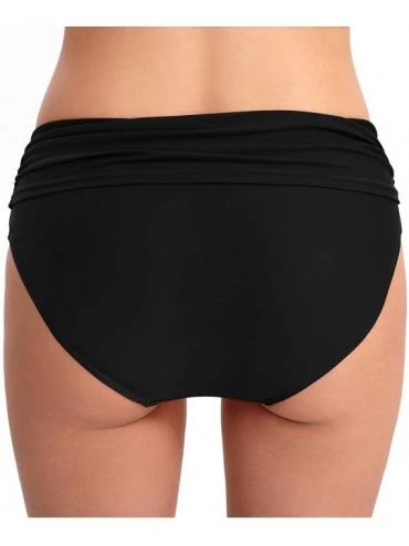 Tankinis Women's Bikini Bottom Shirred Widen Waistband Tankini Swim Brief Hipster Summer Sports Swim Shorts Brief Black No30 ...