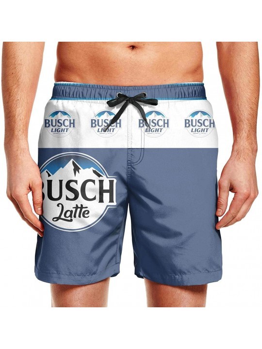 Board Shorts Busch-Light-&-Bud-Light- Men's Beach Shorts Summer Soft Casual Swim Short - Busch Latte Beer - CR196M63E6H $25.28