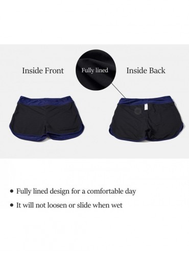 Bottoms Womens Plus Size Swim Shorts High Waisted Swimsuit Shorts Boyleg Swim Bottoms - Side Tie-navy - CO18QOEZRRO $18.68