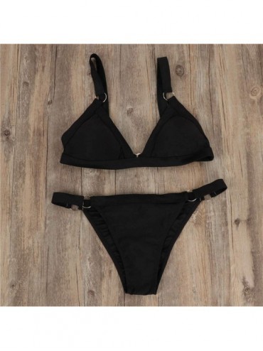Sets 2020 Sale Womens Bikini Sets- Low Waist Brazilian Two Piece Swimwear Halter Swimsuit Solid Beach Bathing Suits - CY1967Z...