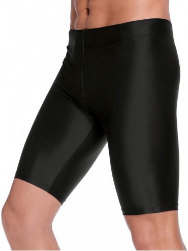 Trunks Mens Swim Jammer Tight Splice Sports Compression Swimsuit Jammer Shorts - Solid Black - C418DWW2HCL $8.08