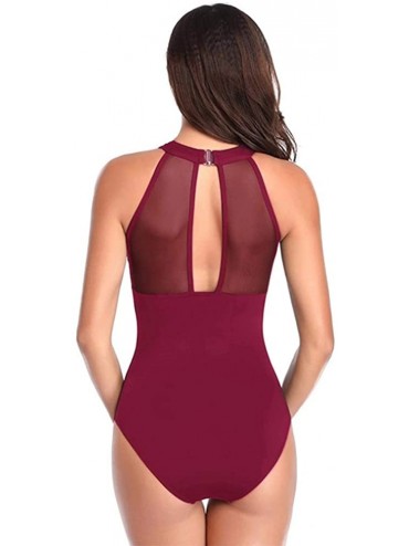 One-Pieces Women's one-Piece Swimsuits Sexy Hollow Out Bikini Beachwear Bathing Suits - Red 03 - CM18T94MA3O $24.36