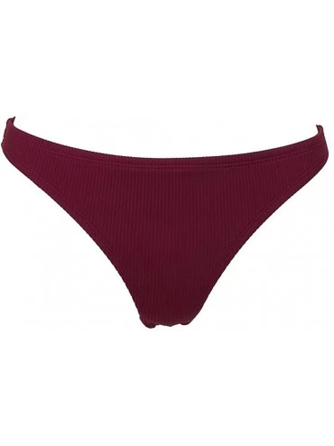 Bottoms Juniors Sangria Ribbed Bikini Bottom XL Purple - CN18OTL9Y0N $27.83