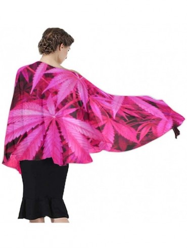 Cover-Ups Women Girl Fashion Chiffon Scarf Bikini Cover Up Summer Beach Sarong Wrap - Pink Weed Leaf - CH19C4DW2XG $21.01