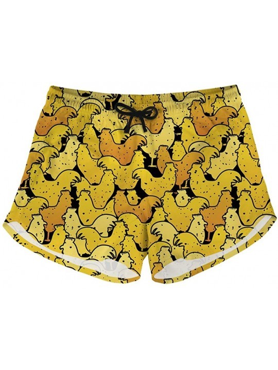 Board Shorts Summer Beach Casual Shorts for Women Girls Air Mesh Quick Drying Short Pants - Chicken-12 - CP18RWK2DT0 $24.15