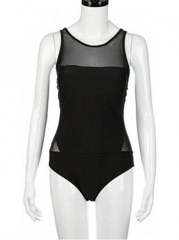 One-Pieces One Piece Black Lace Mesh Swimsuit for Women- Gauze Backless Elastic Beachwear Bikini Set - Black - CH193M2ZWXH $1...