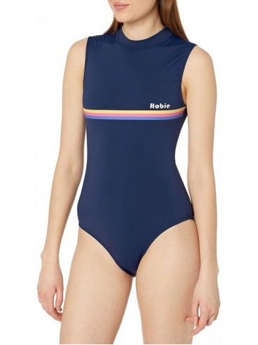 One-Pieces Women's Surf Bodysuit One Piece Swimsuit - Navy//Heritage Stripe - C718Y5CQK4S $81.41