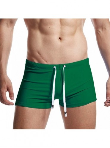 Briefs Mens Swim Trunks Sexy Swimsuits Swimming Shorts Square-Cut Bathing Suits for Men(AM8161DarkGreenS) - CE194HIEW9C $19.22